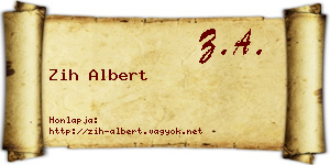 Zih Albert névjegykártya